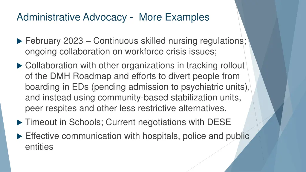 administrative advocacy more examples