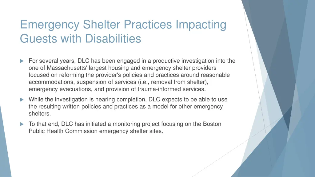 emergency shelter practices impacting guests with