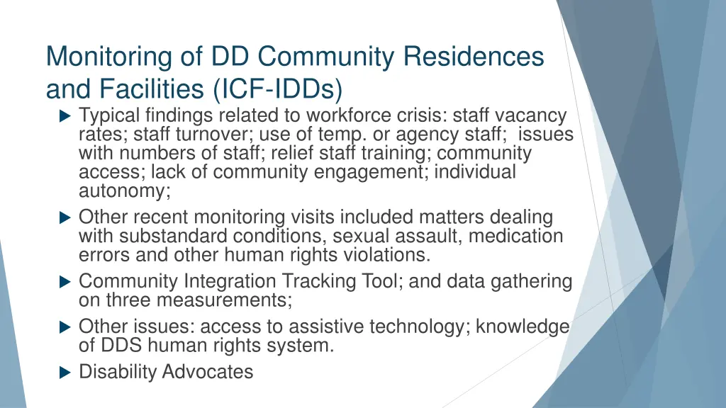 monitoring of dd community residences