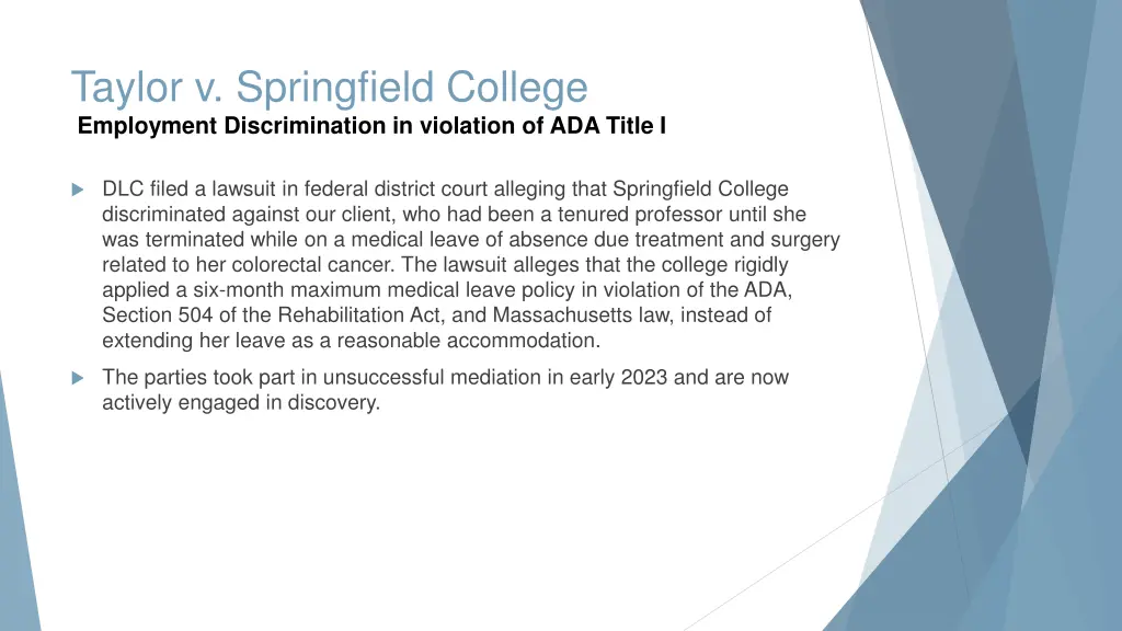 taylor v springfield college employment