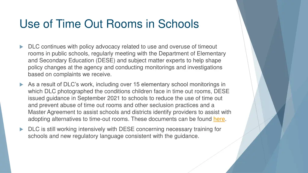use of time out rooms in schools