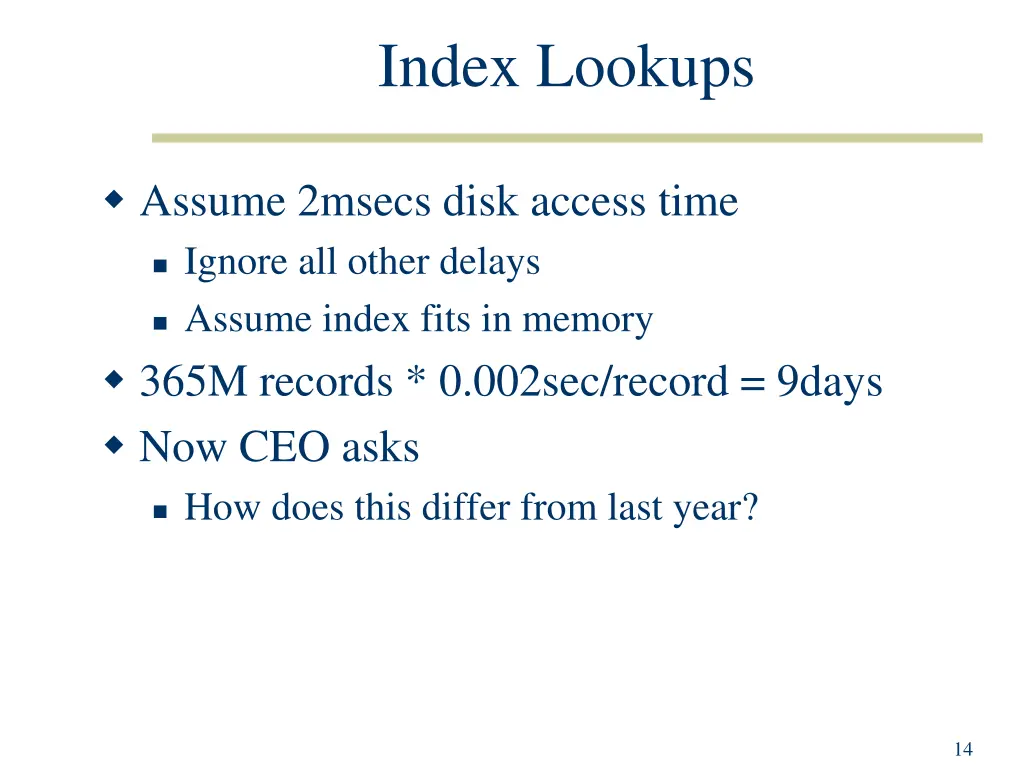 index lookups