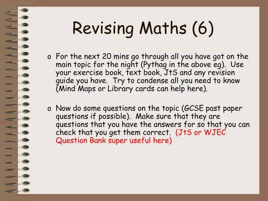 revising maths 6