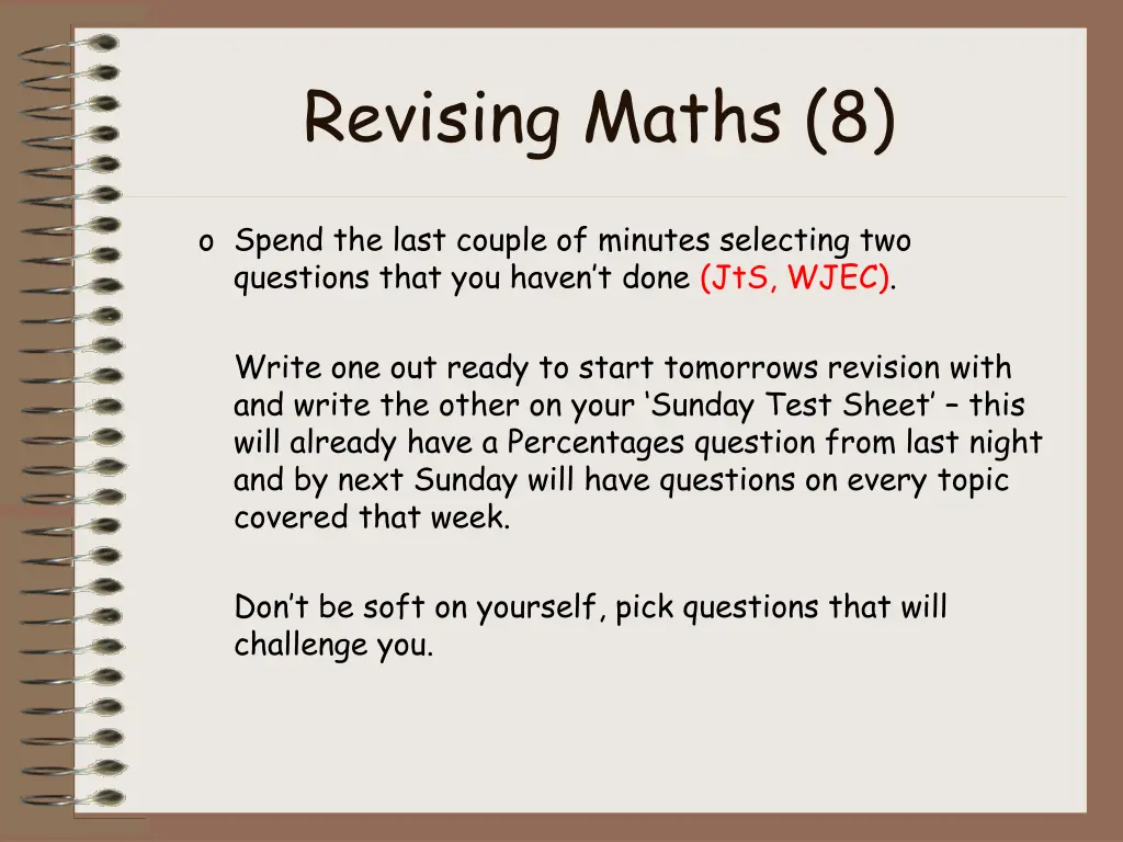 revising maths 8