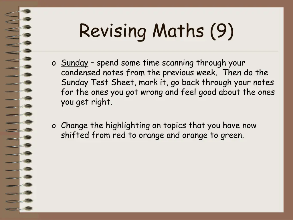 revising maths 9