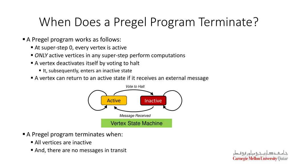 when does a pregel program terminate