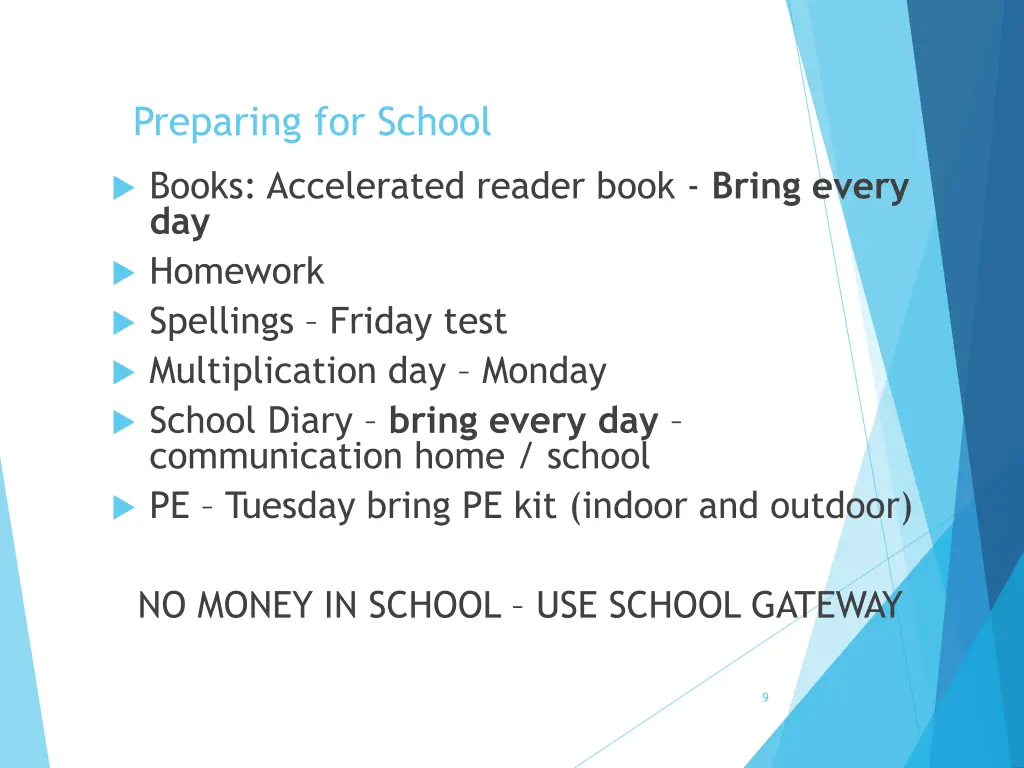 preparing for school
