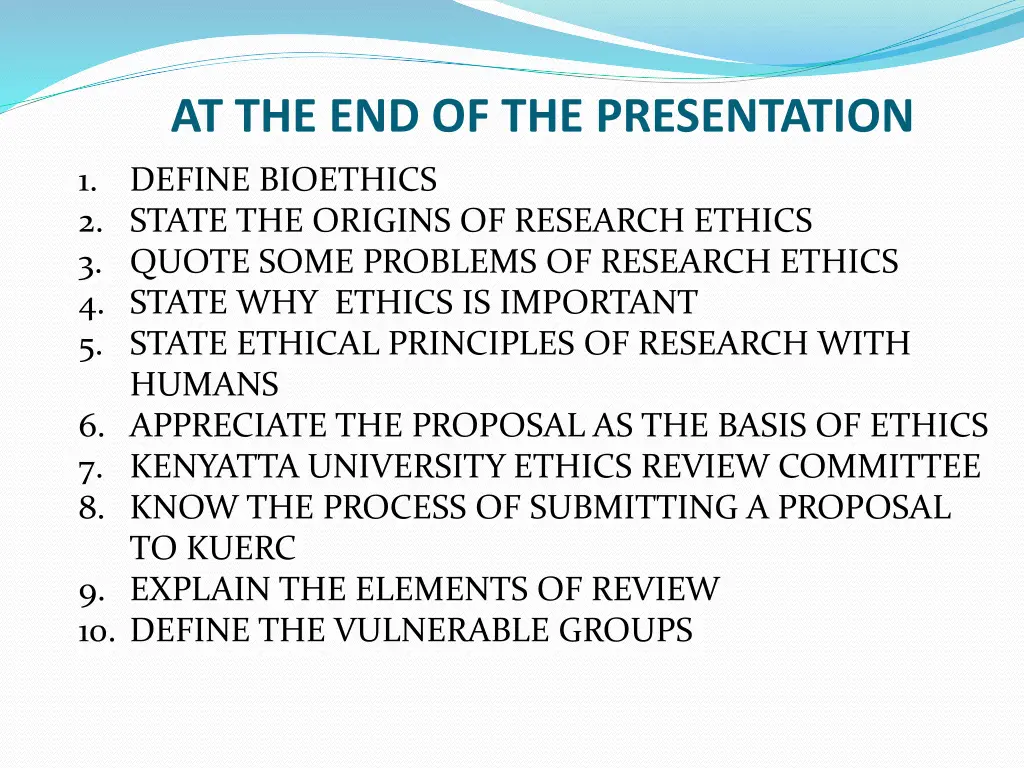 at the end of the presentation