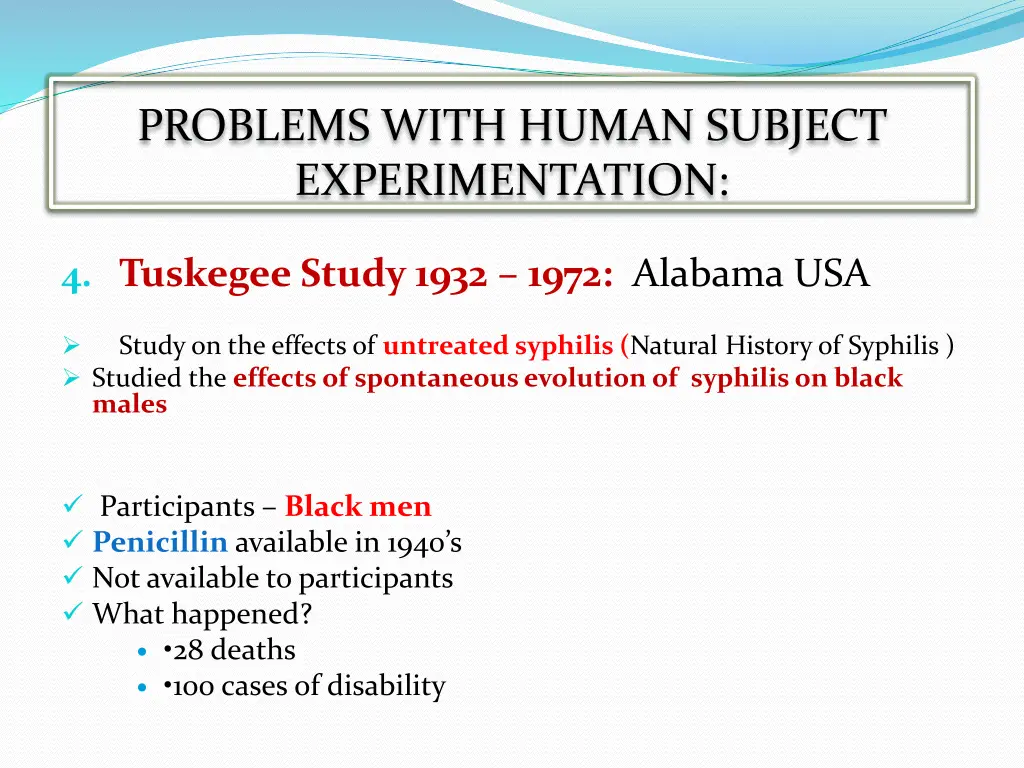 problems with human subject experimentation 1
