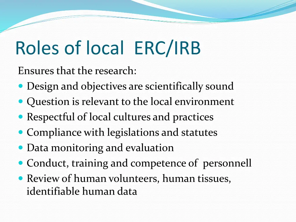 roles of local erc irb