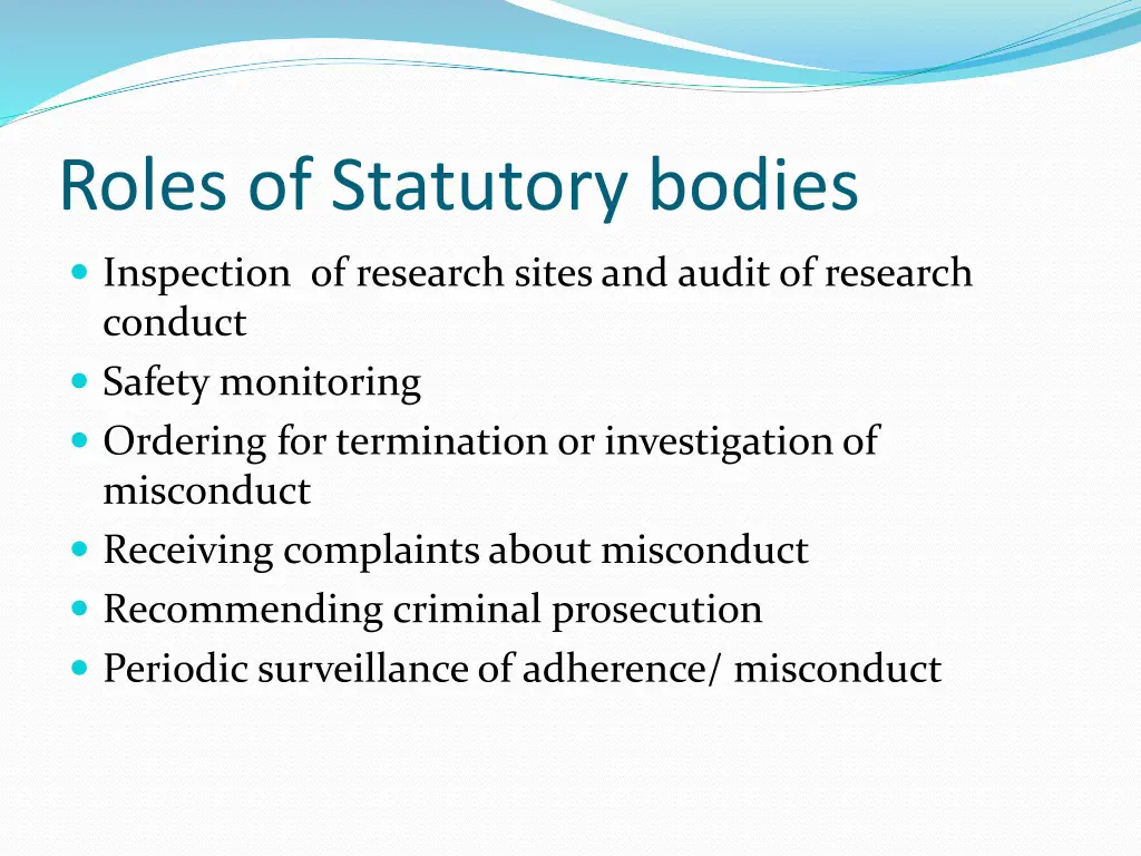 roles of statutory bodies