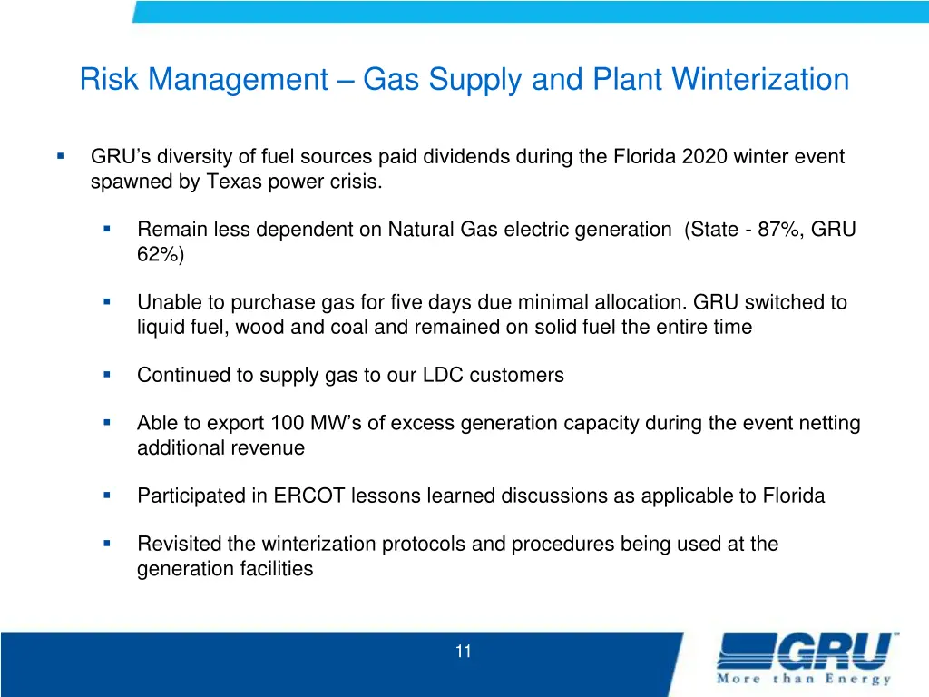 risk management gas supply and plant winterization