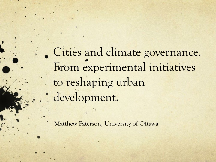 cities and climate governance from experimental