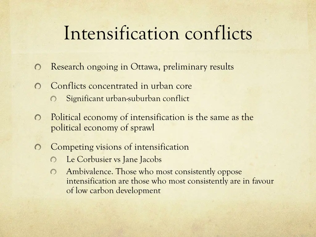 intensification conflicts