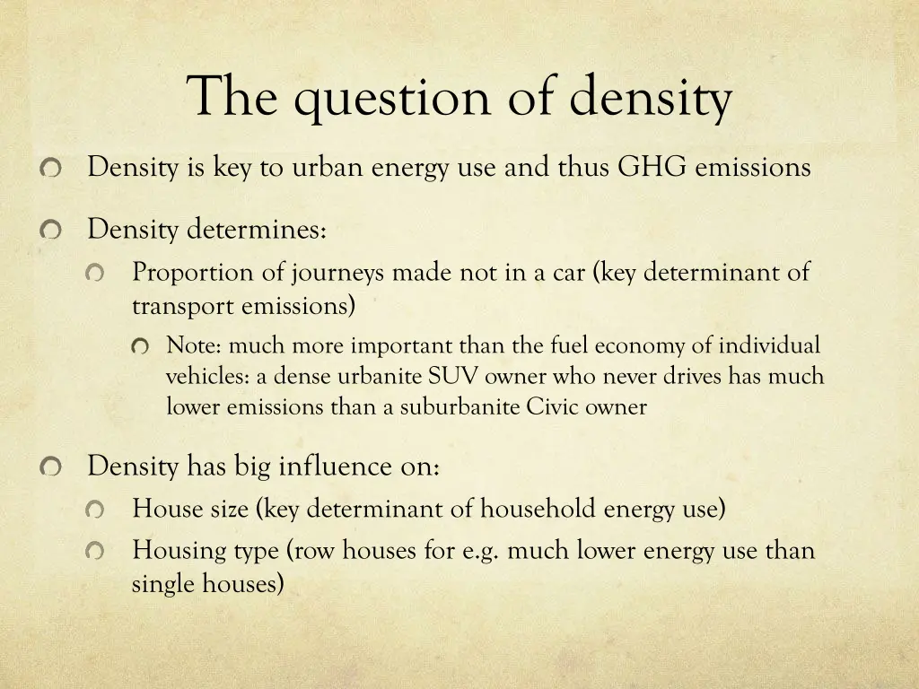 the question of density