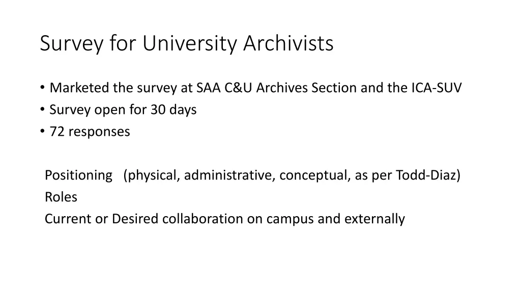 survey for university archivists