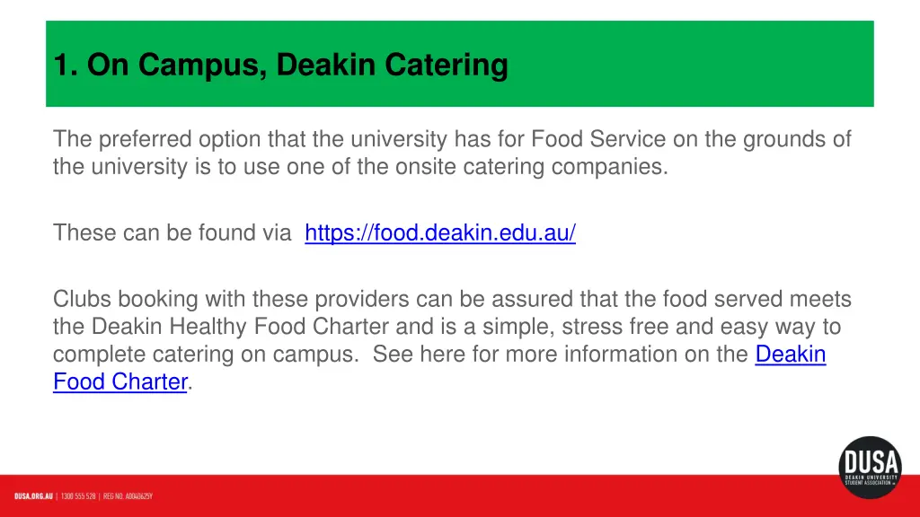1 on campus deakin catering