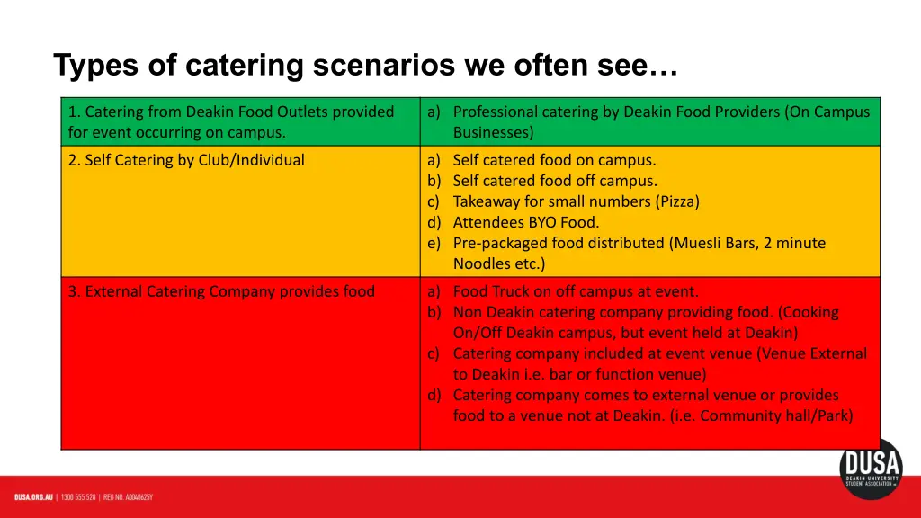types of catering scenarios we often see