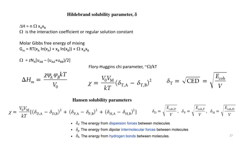 hildebrand solubility parameter