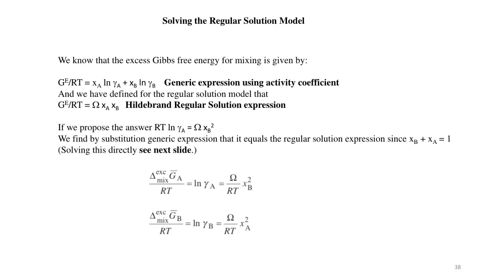 solving the regular solution model
