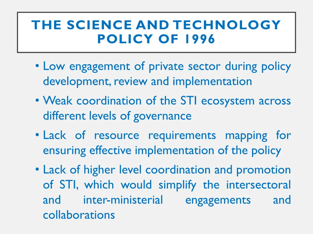 the science and technology policy of 1996 3