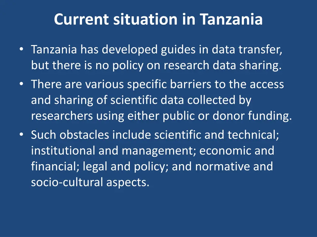 current situation in tanzania