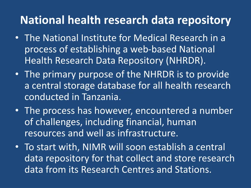 national health research data repository