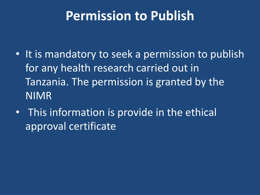 permission to publish