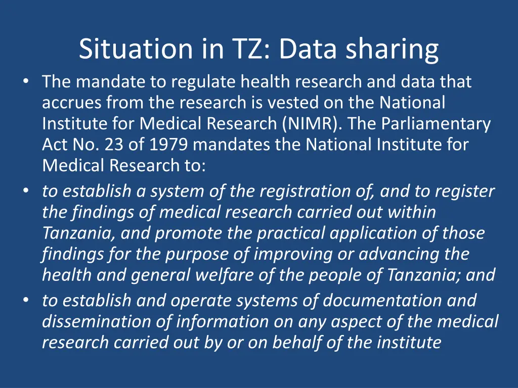 situation in tz data sharing the mandate