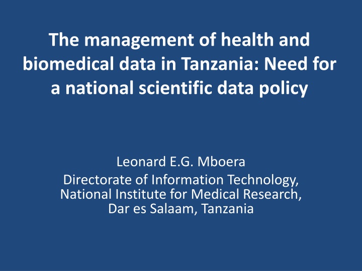 the management of health and biomedical data
