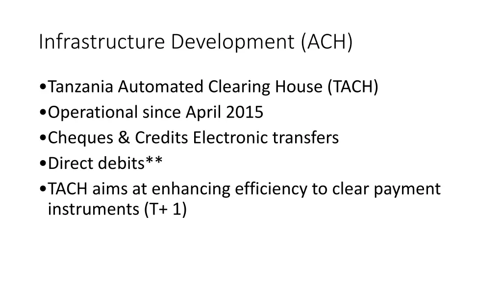 infrastructure development ach