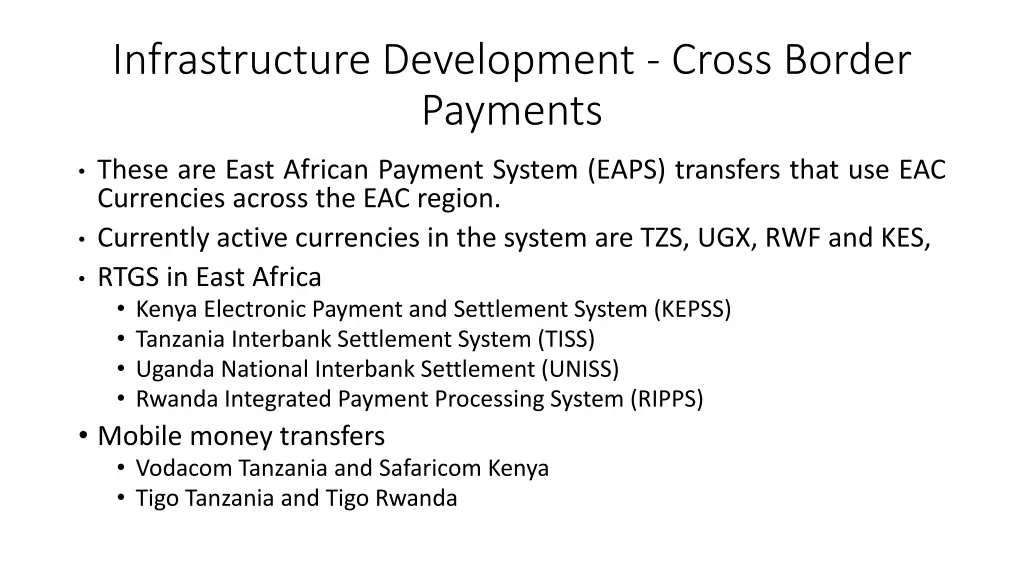 infrastructure development cross border payments