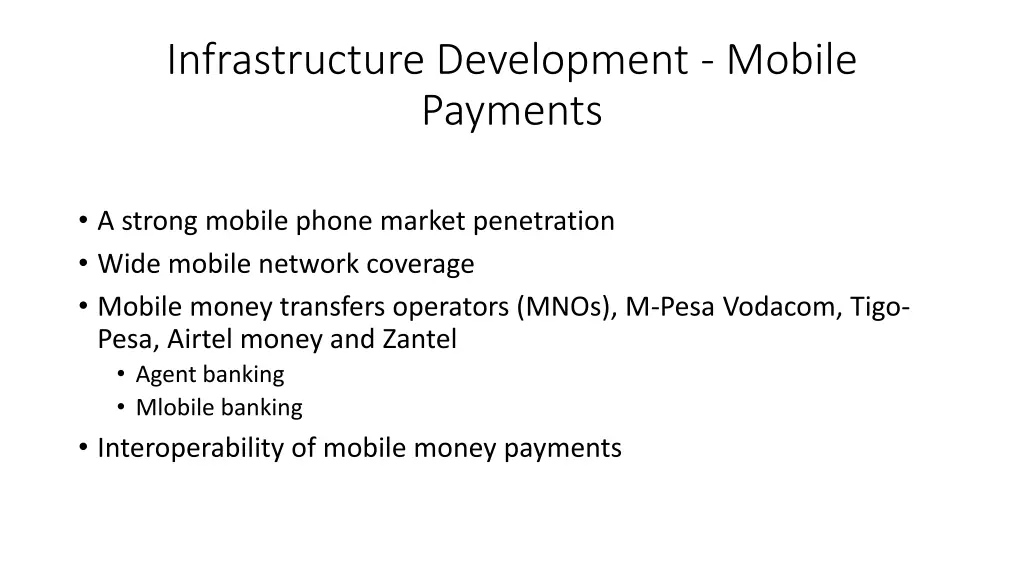 infrastructure development mobile payments
