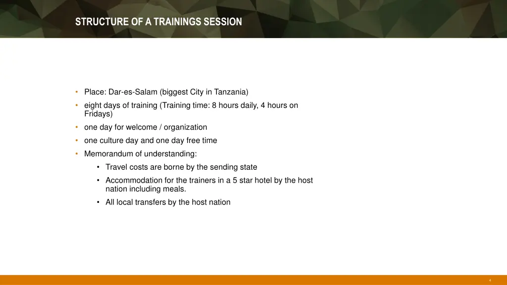 structure of a trainings session