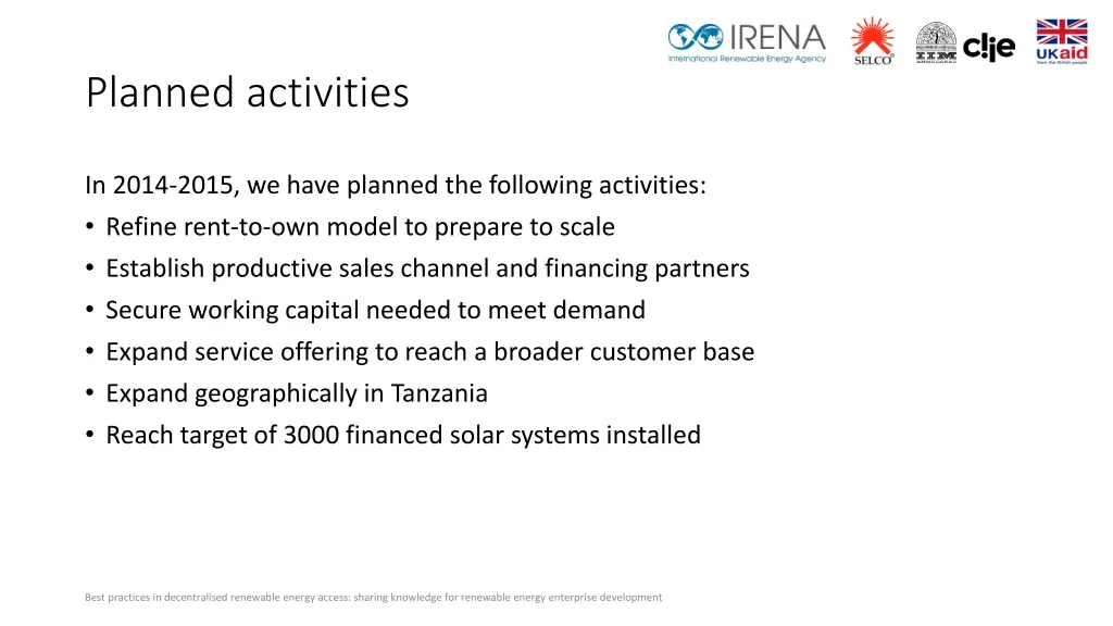 planned activities
