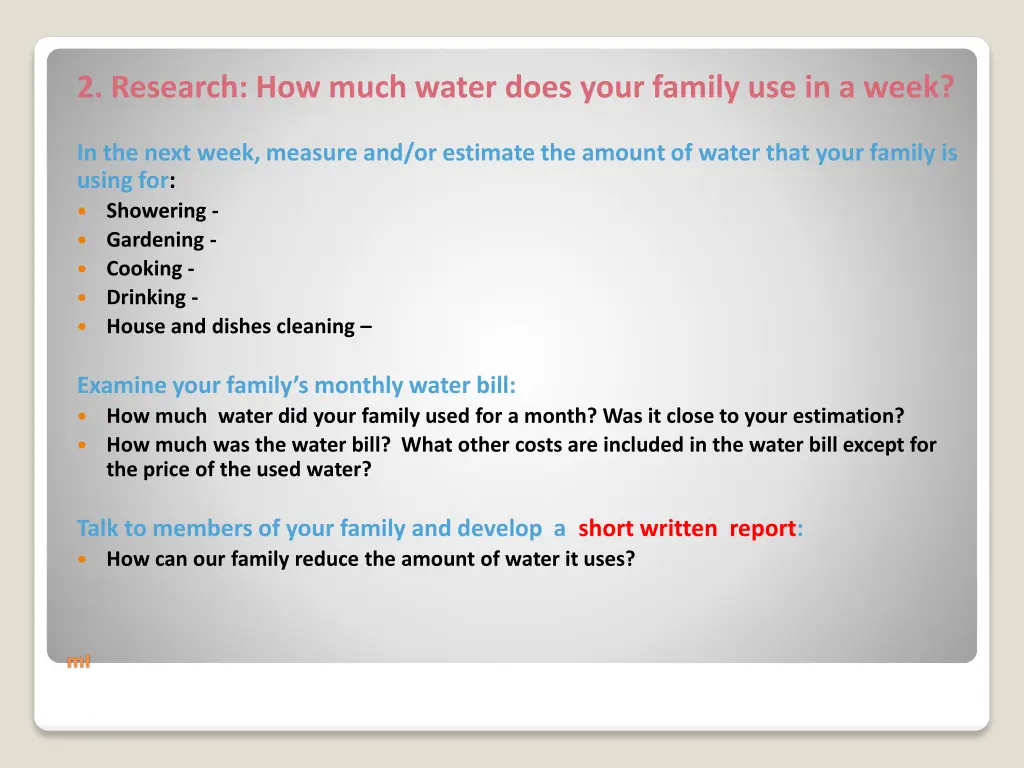 2 research how much water does your family