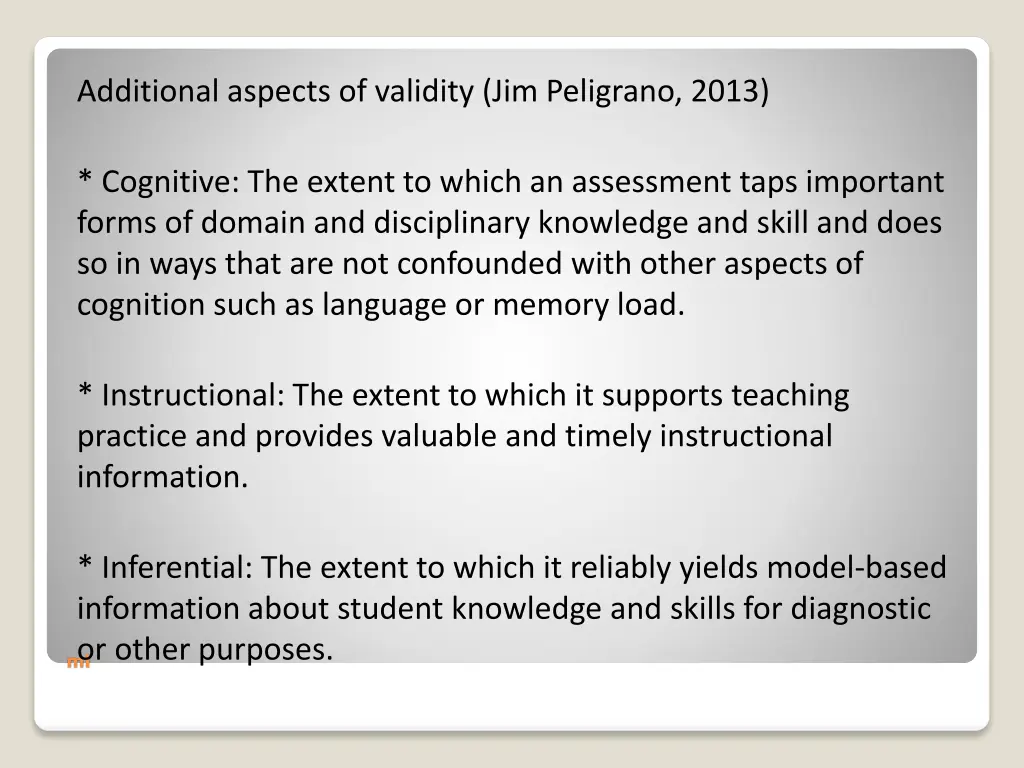 additional aspects of validity jim peligrano 2013