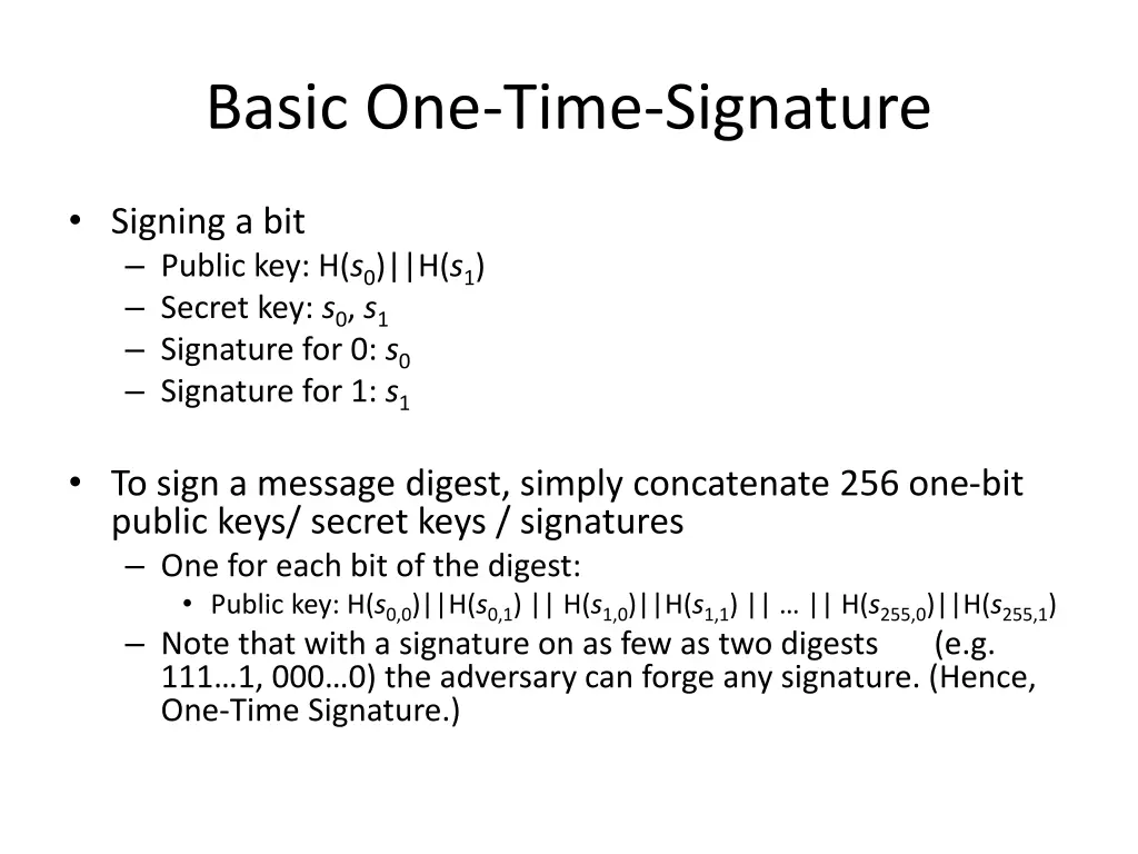 basic one time signature