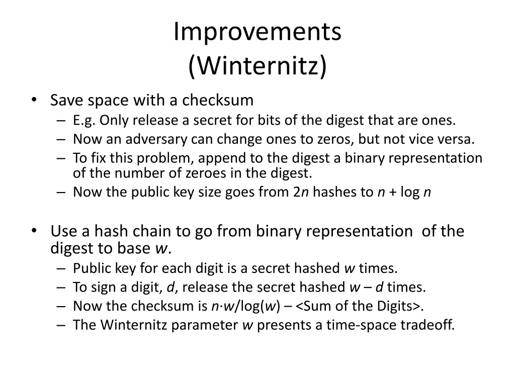 improvements winternitz