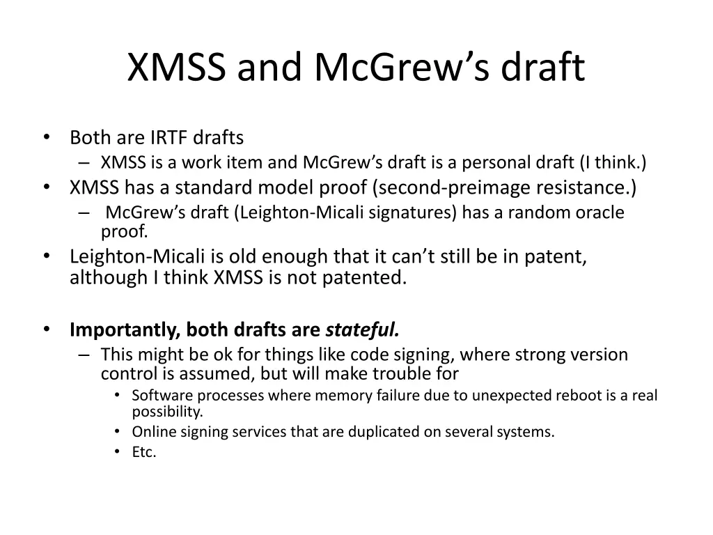 xmss and mcgrew s draft