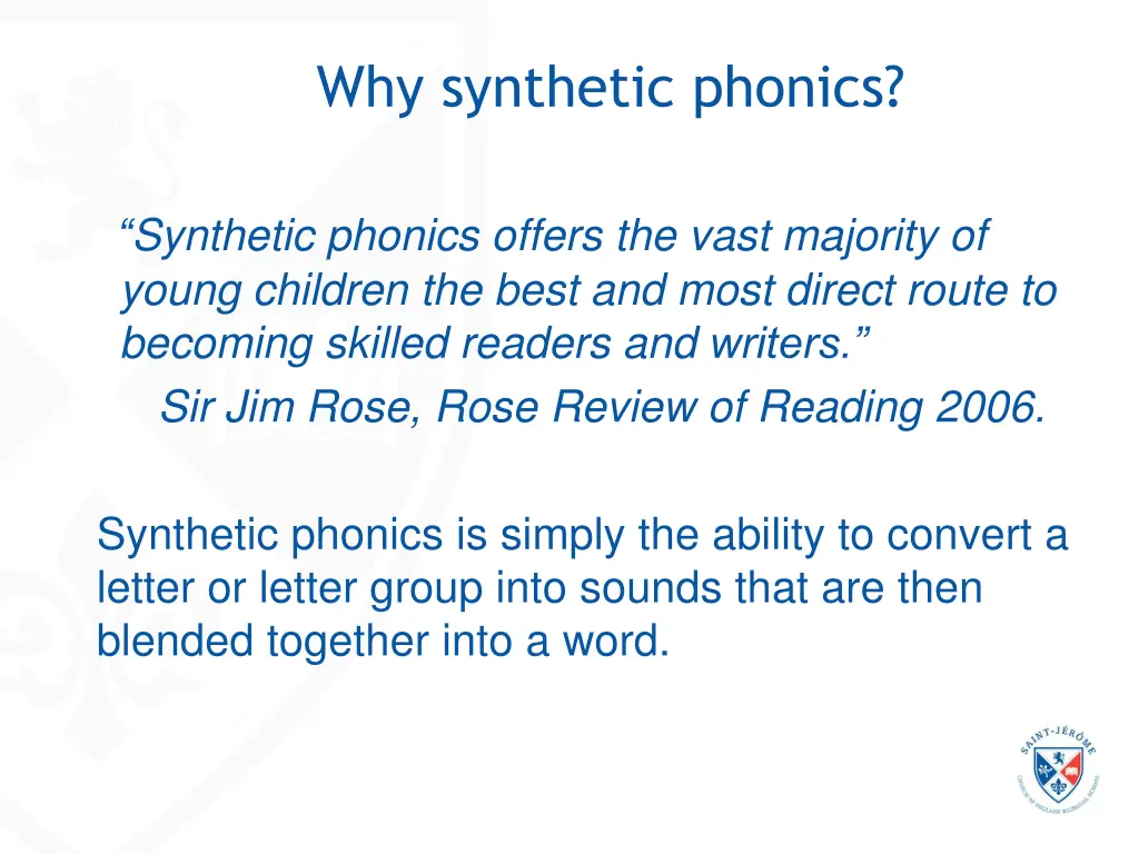 why synthetic phonics