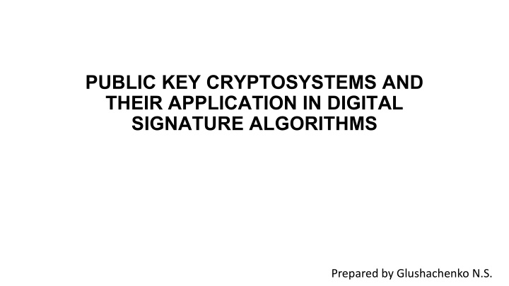 public key cryptosystems and their application