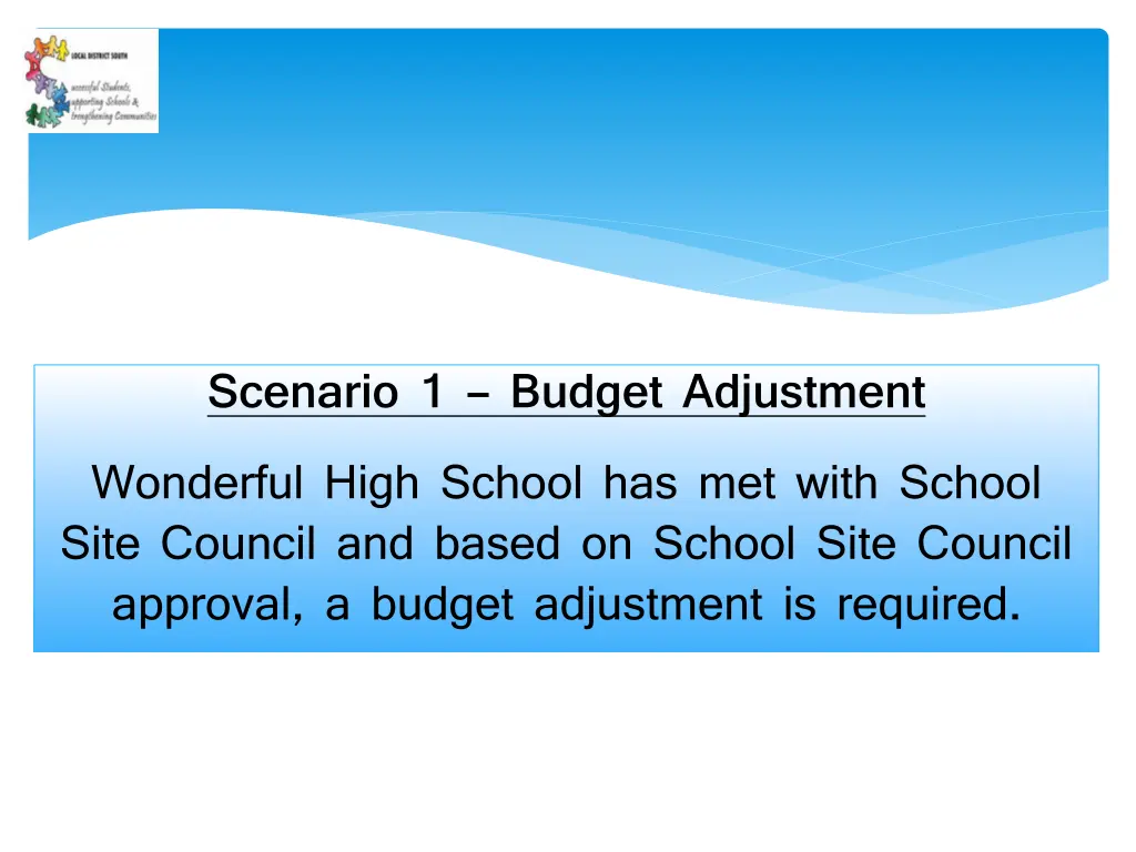 scenario 1 budget adjustment wonderful high