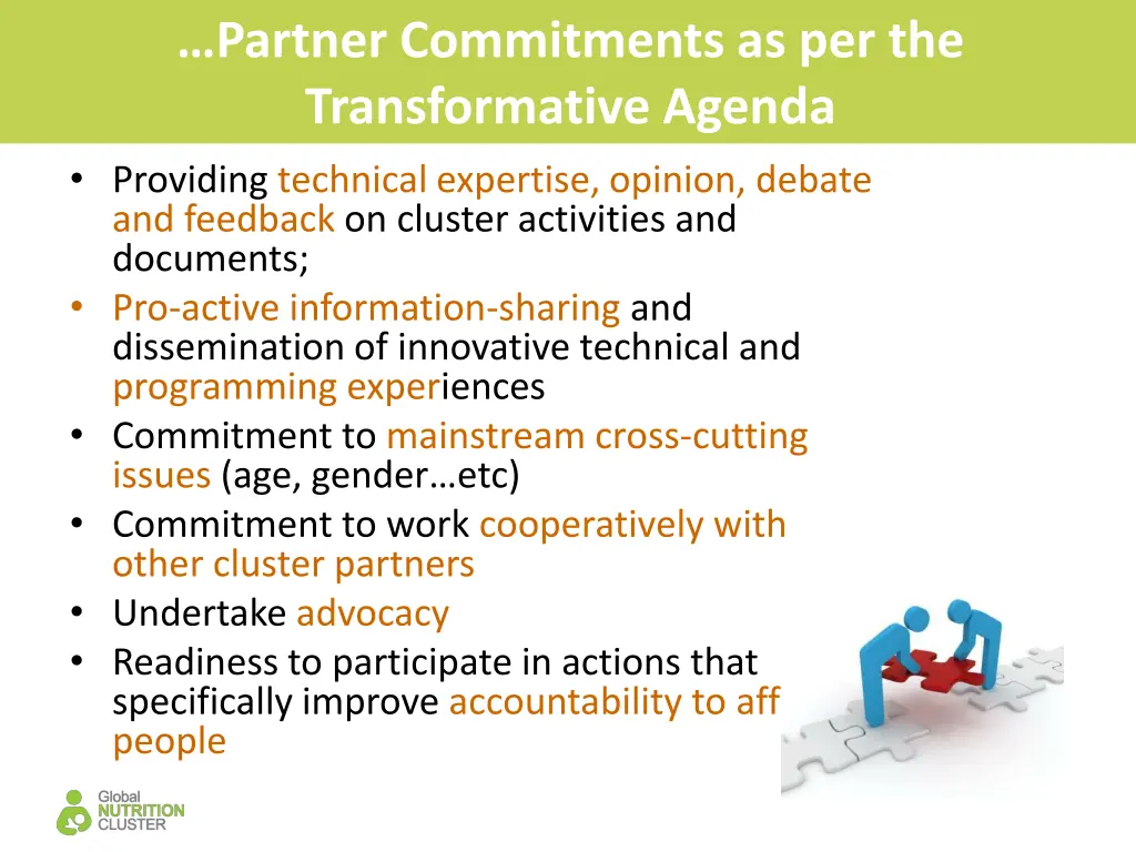 partner commitments as per the transformative 1