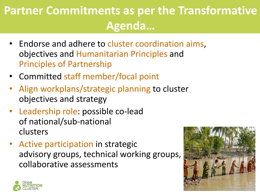 partner commitments as per the transformative