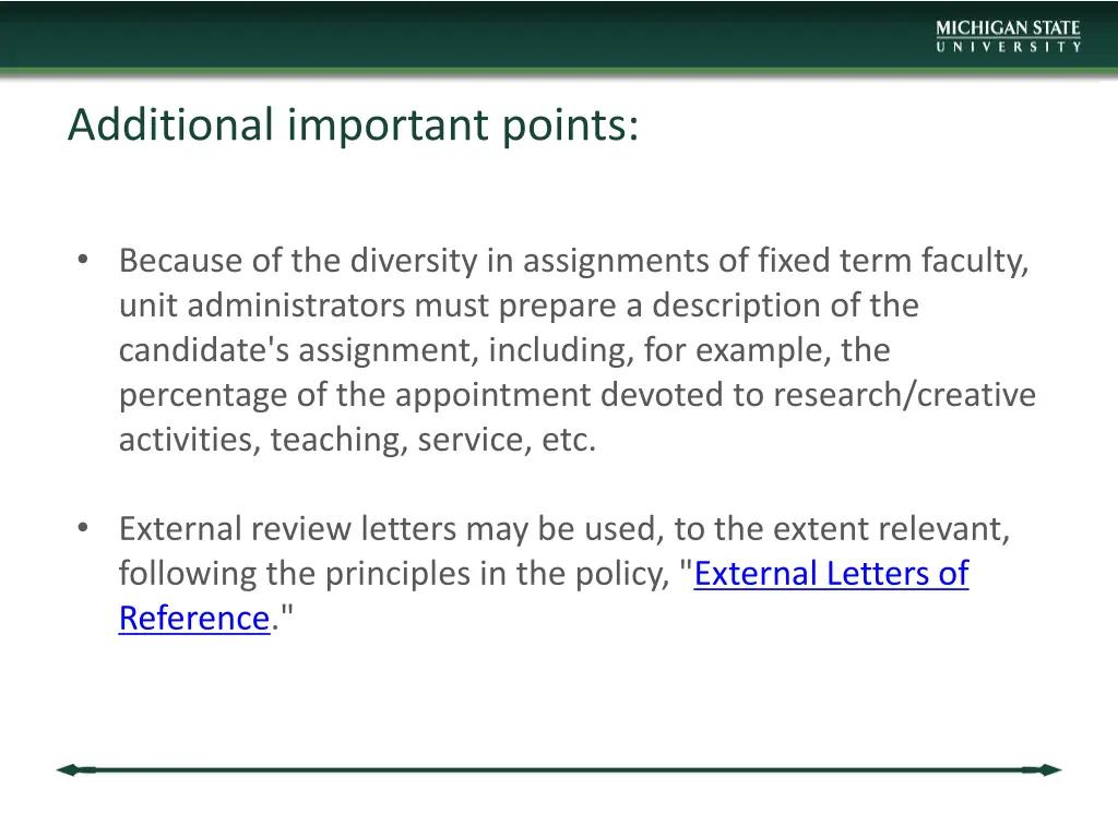 additional important points