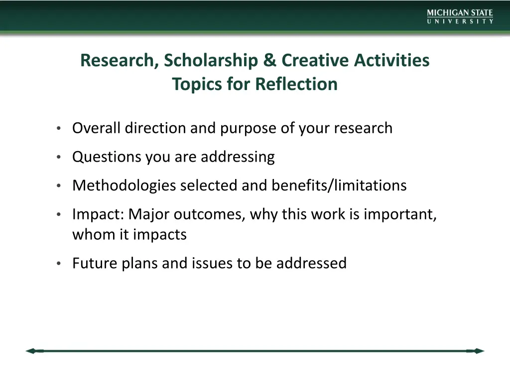 research scholarship creative activities topics