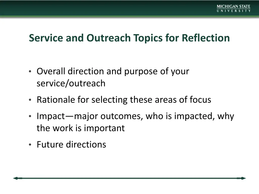 service and outreach topics for reflection