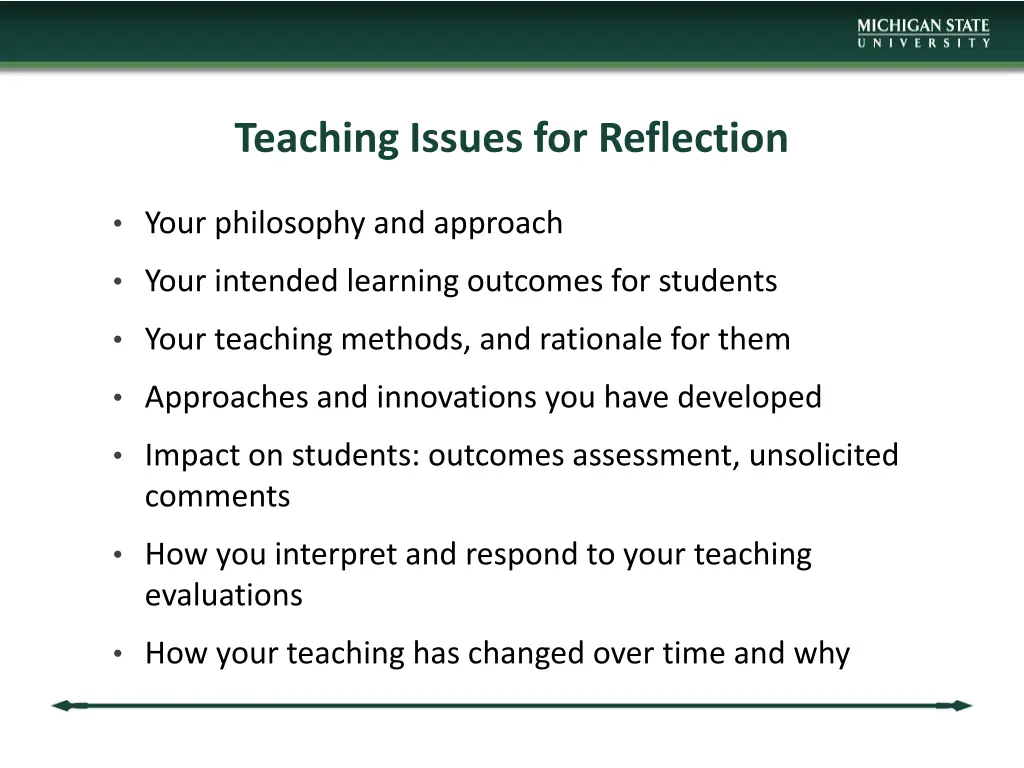 teaching issues for reflection
