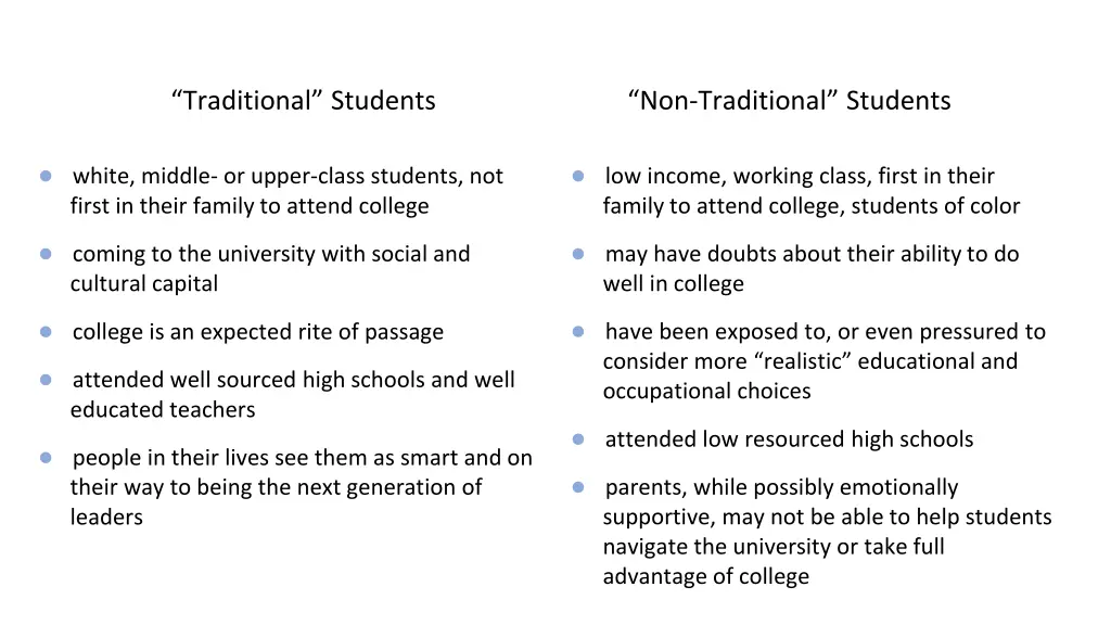 traditional students
